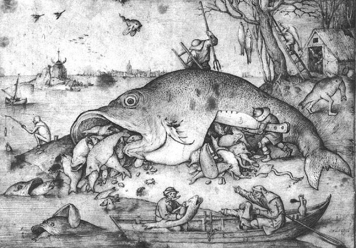 BRUEGEL, Pieter the Elder Big Fishes Eat Little Fishes g Sweden oil painting art
